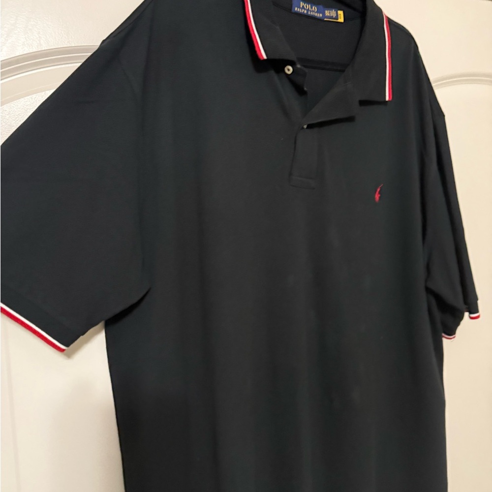 Polo by Ralph Lauren Men's Polo Shirt in Black with Red Trim 2XLT